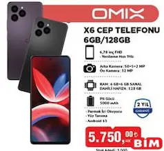 OMİX X6 CEP TELEFONU 6 GB / 128 GB
